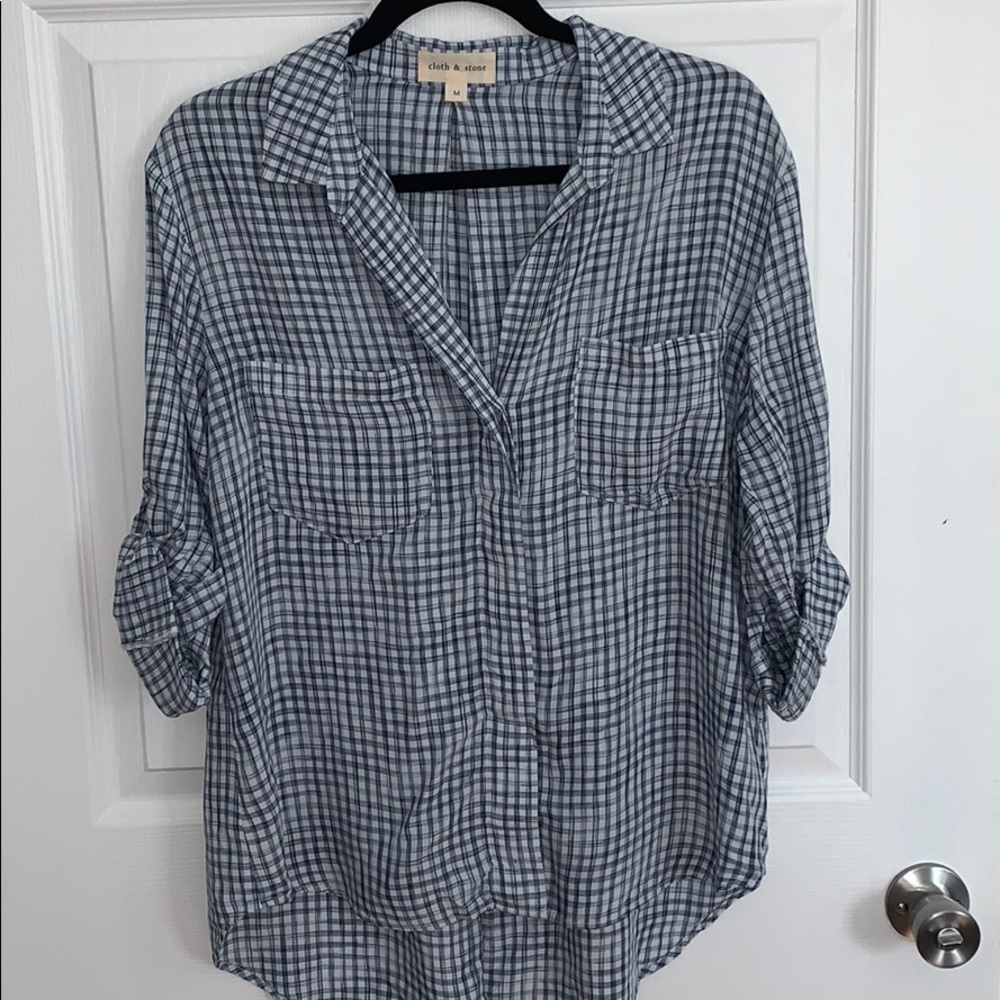 Checkered Button Up Blouse